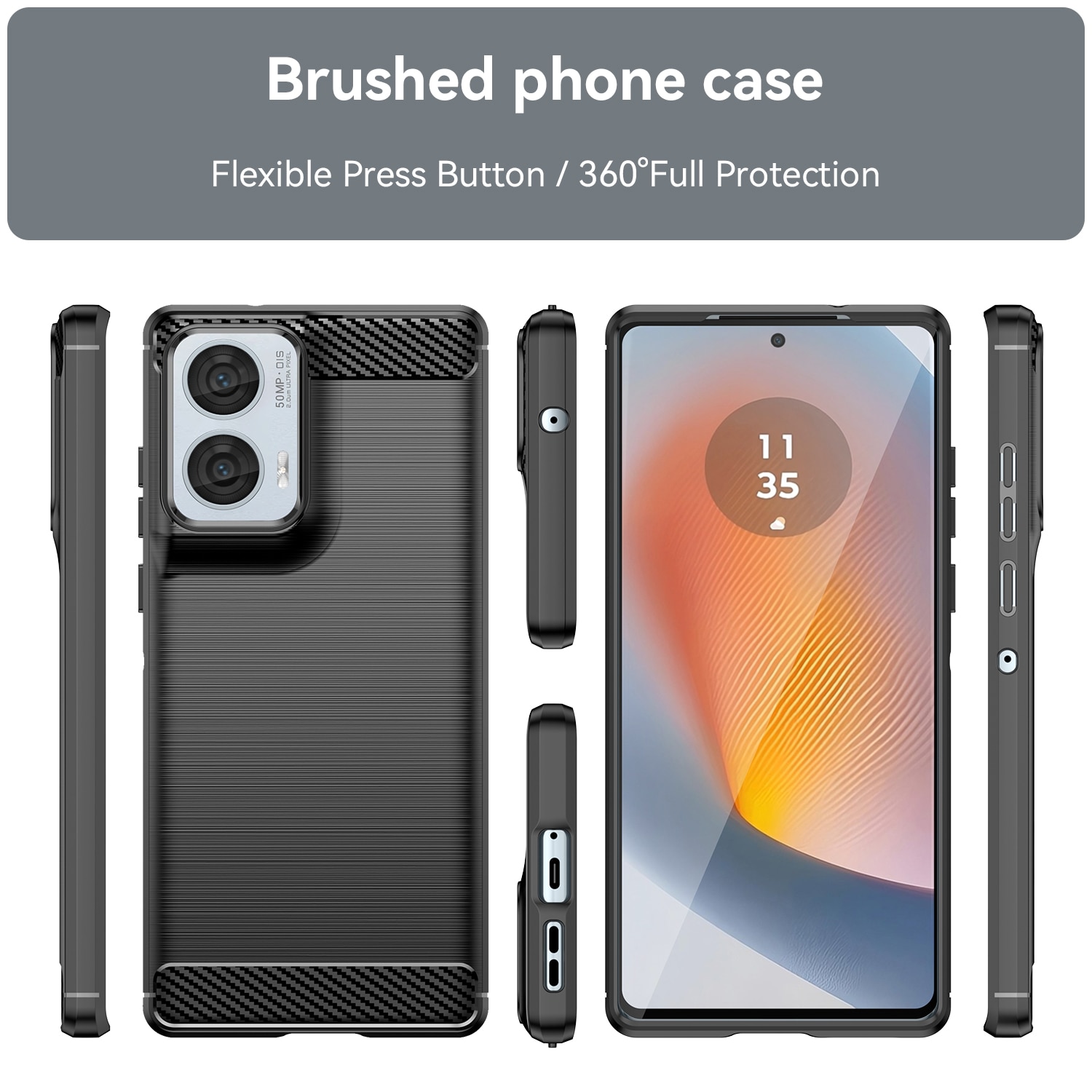 Husa telefon, pentru Motorola Edge 50 Fusion De inalta calitate subtire si usoara periata confortabila TPU Soft Feel, Carbon Fiber Negru