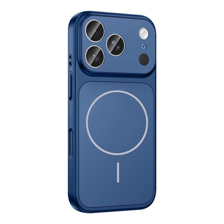 Husa pentru iPhone 17 Pro Max, GlassLook, compatibil cu MagSafe, Premium, Ultra Subtire, Albastru