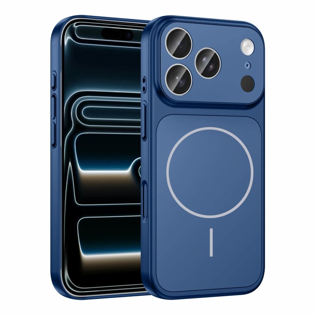 Husa pentru iPhone 17 Pro Max, GlassLook, compatibil cu MagSafe, Premium, Ultra Subtire, Albastru