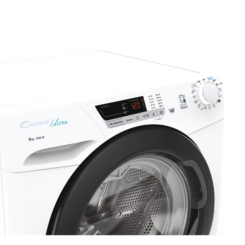 Masina de spalat rufe Candy HCU1282DWB4/1-S, clasa B, 1200 RPM, 8 kg, Kg Detector, Calcare usoara, Alba