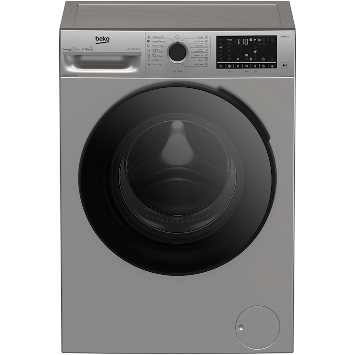 Masina de spalat rufe cu uscator Beko BM5DFT49442GB, 9/6 kg, 1400 RPM, 15 programe, Child Lock, Digital Display, Recycled Tub, Motor ProSmart Inverter, Gri, Clasa D