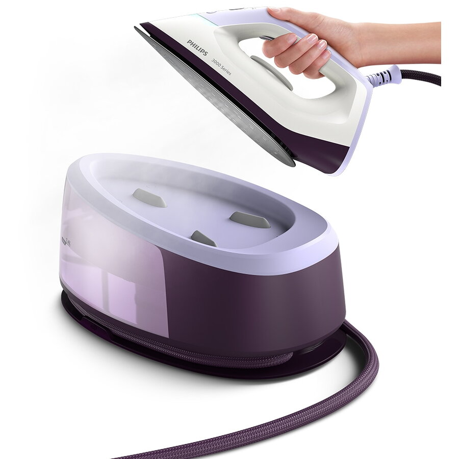 Statie de calcat Seria 3000 PSG3000/30, 2400W, 350g/min, 1.4l, Talpa Ceramica, Alb-Mov