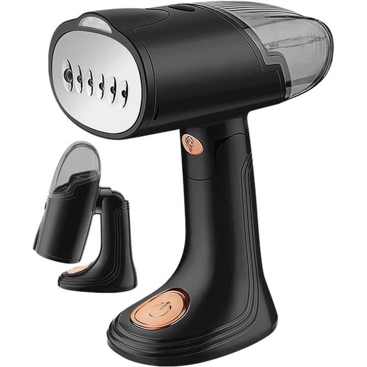 Fier de Calcat Pliabil de Voiaj sau pentru Acasa, cu Calcare pe Verticala sau Orizontala, Abur, 1500W, Talpa Ceramica, SOHO Steam, Functie Self Clean si Anti Calcar, Negru