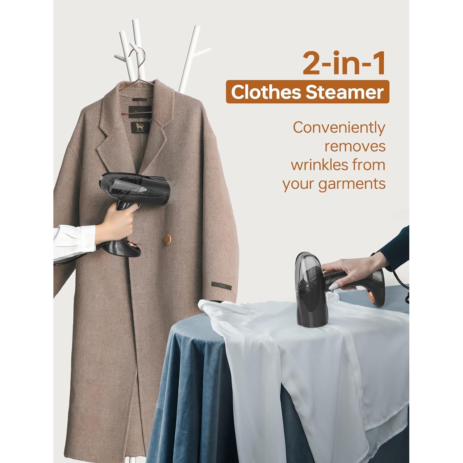 Fier de Calcat Pliabil de Voiaj sau pentru Acasa, cu Calcare pe Verticala sau Orizontala, Abur, 1500W, Talpa Ceramica, SOHO Steam, Functie Self Clean si Anti Calcar, Negru