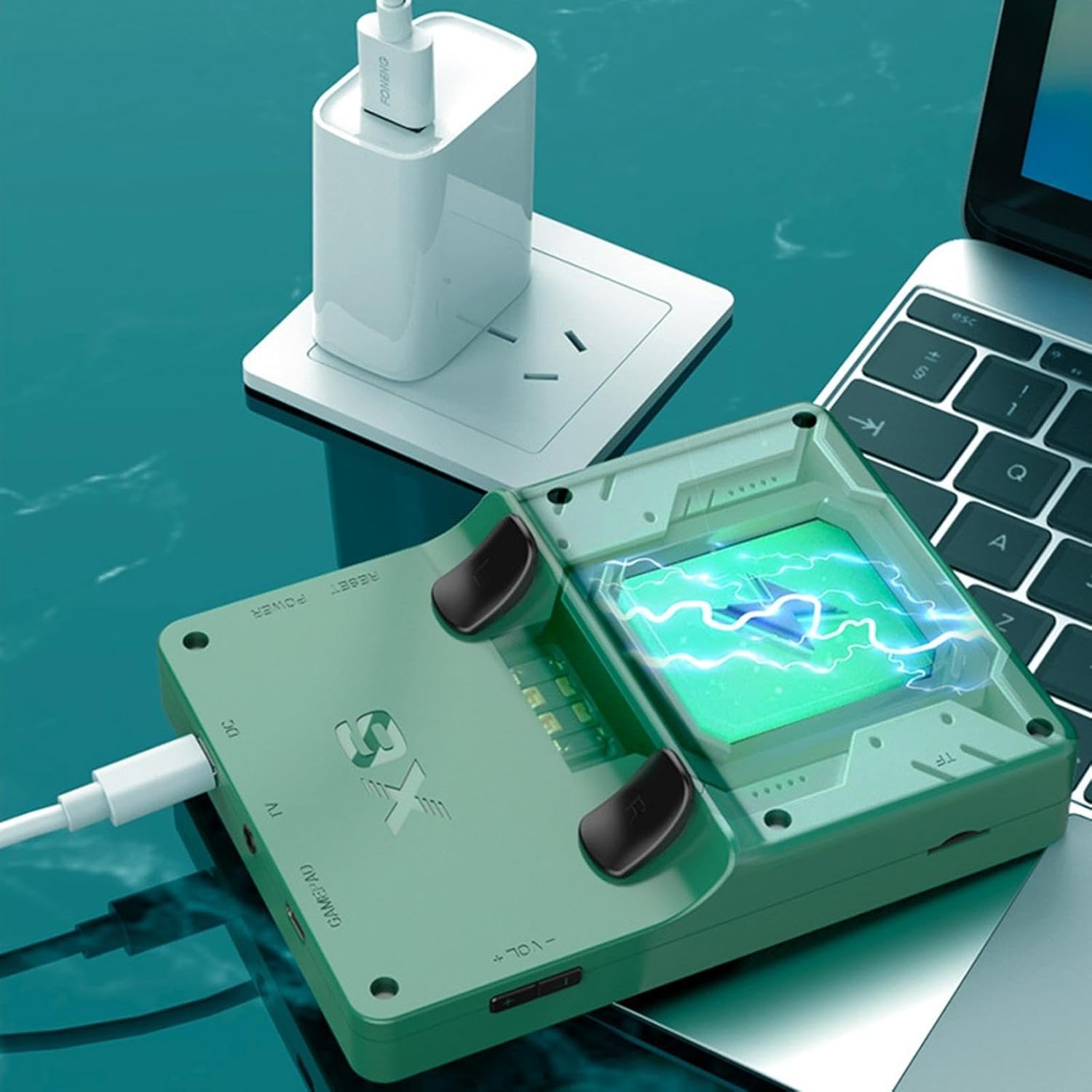 Consola portabila 6000+ jocuri, Rezolutie 640x480, Display 3.5 inch, Acumulator 2000 mah, Autonomie 6h, Emulator cu Joystick dublu inclus, HD, Redare muzica/video/e-book, Incarcare USB-C, Conectare TV, TOIITKQ, Verde