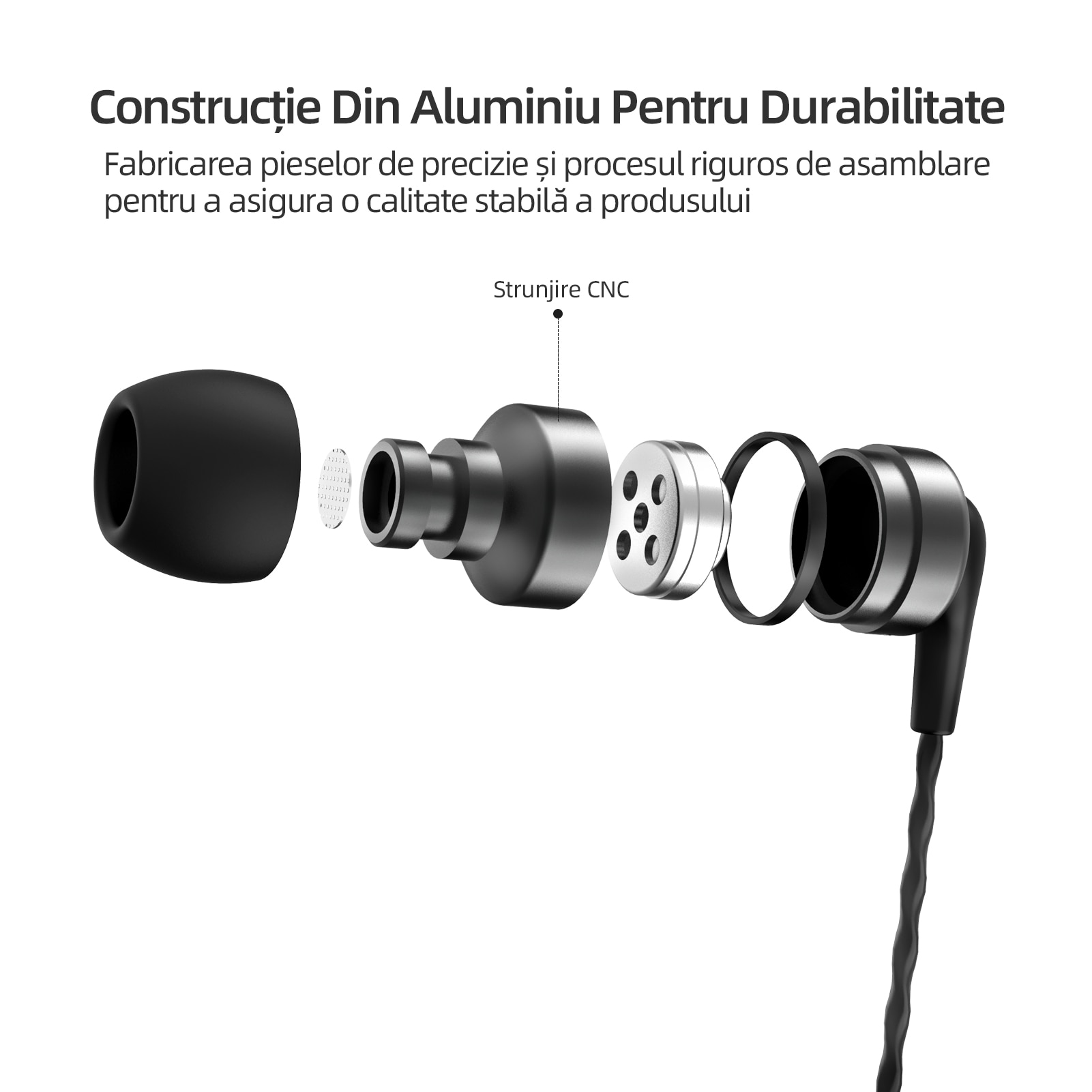 Casti cu fir SoundMAGIC E80C, in ear, microfon, izolare zgomot, culoare Black Gunmetal, lungime cablu 1.2m