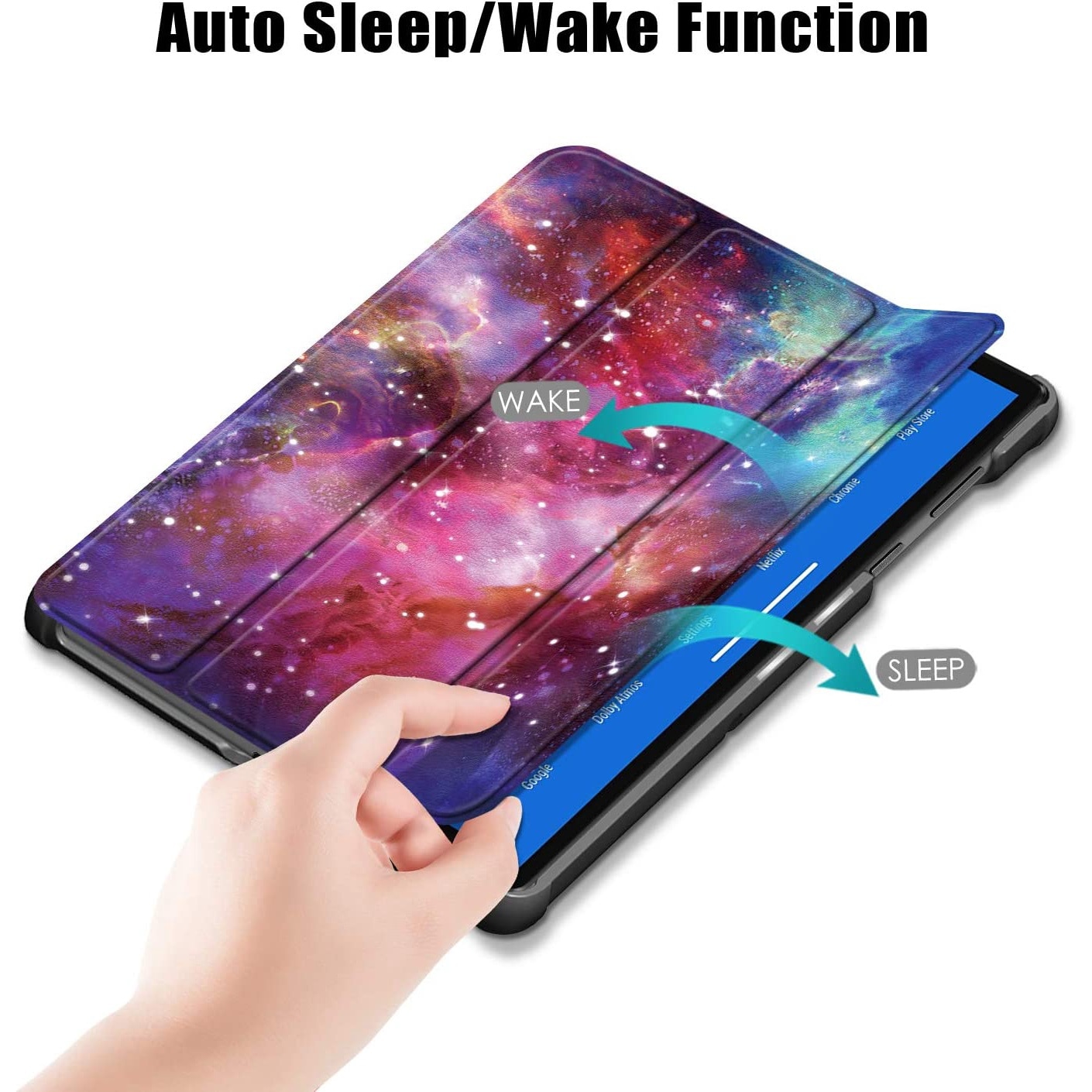 Husa Slim Sigloo, Smart Cover, Trifold, pentru tableta LENOVO Tab M10 3rd Gen(TB-328FU, TB-328XU ), 10.1 inch, model Galaxy