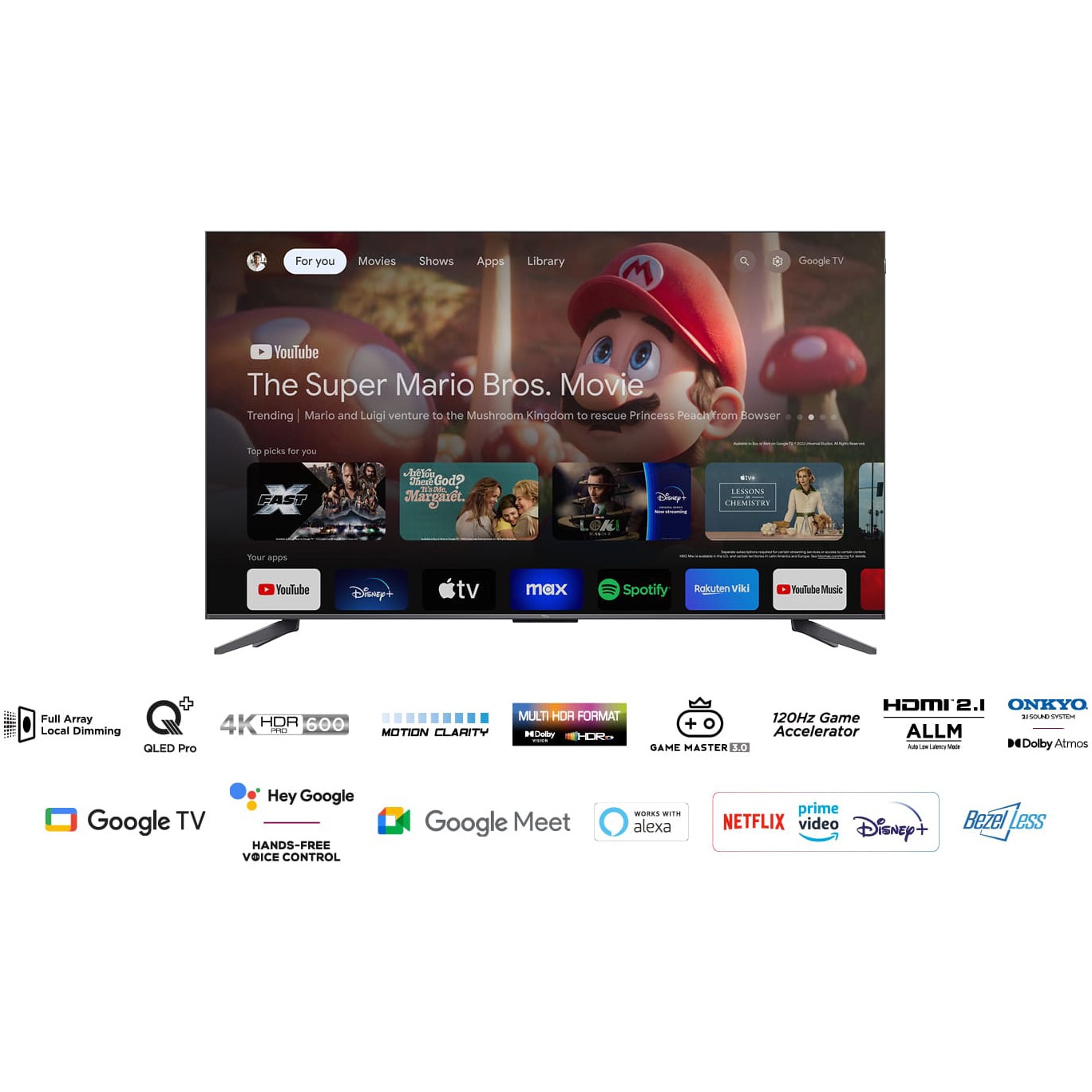 Televizor TCL QLED 55C655 Pro, 139 cm, Smart Gloogle TV, 4k Ultra HD, Clasa F (Model 2024)
