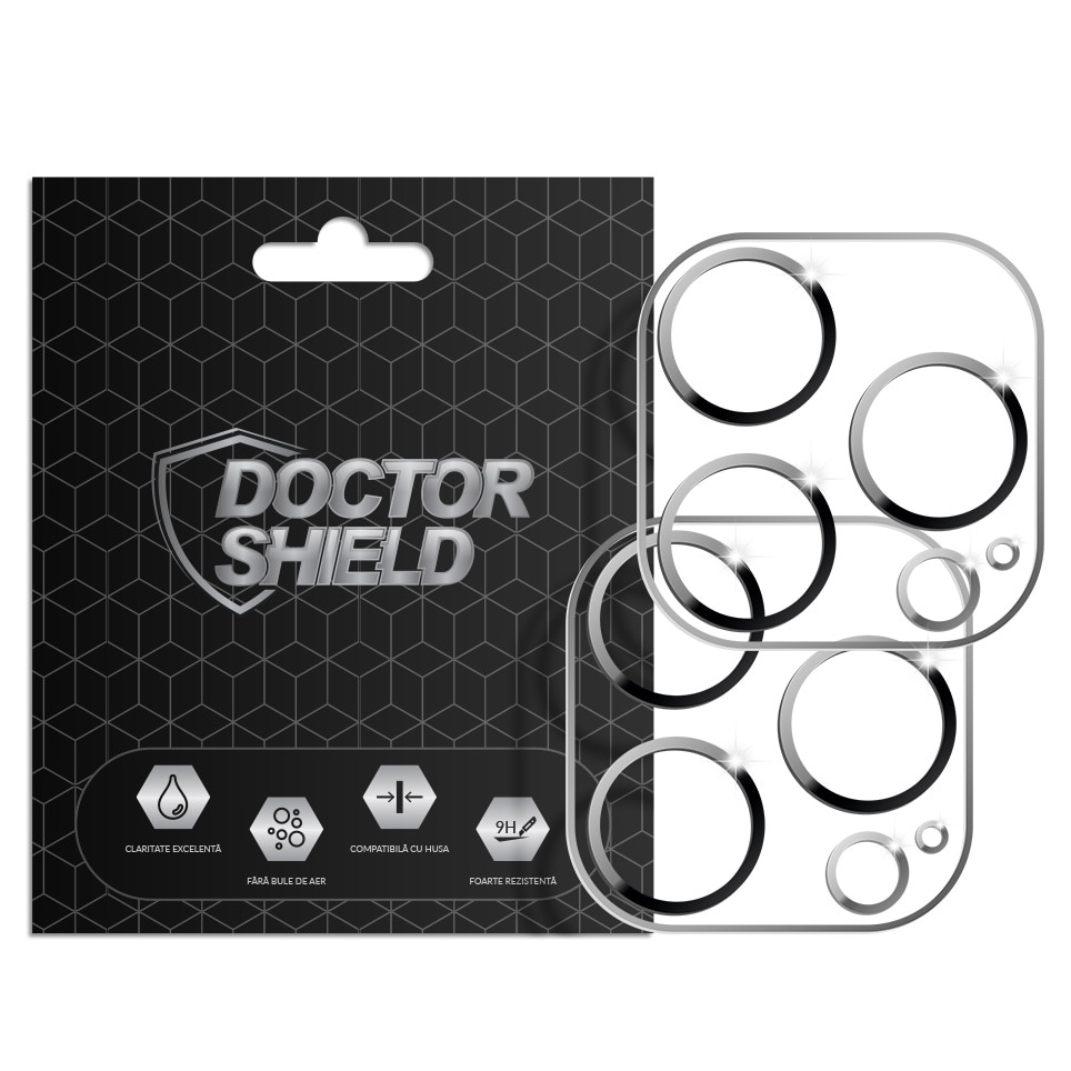 Set 2 Bucati, Folie Sticla Camera Dr.Shield, Compatibila Apple iPhone 14 Pro Max, Full Cover