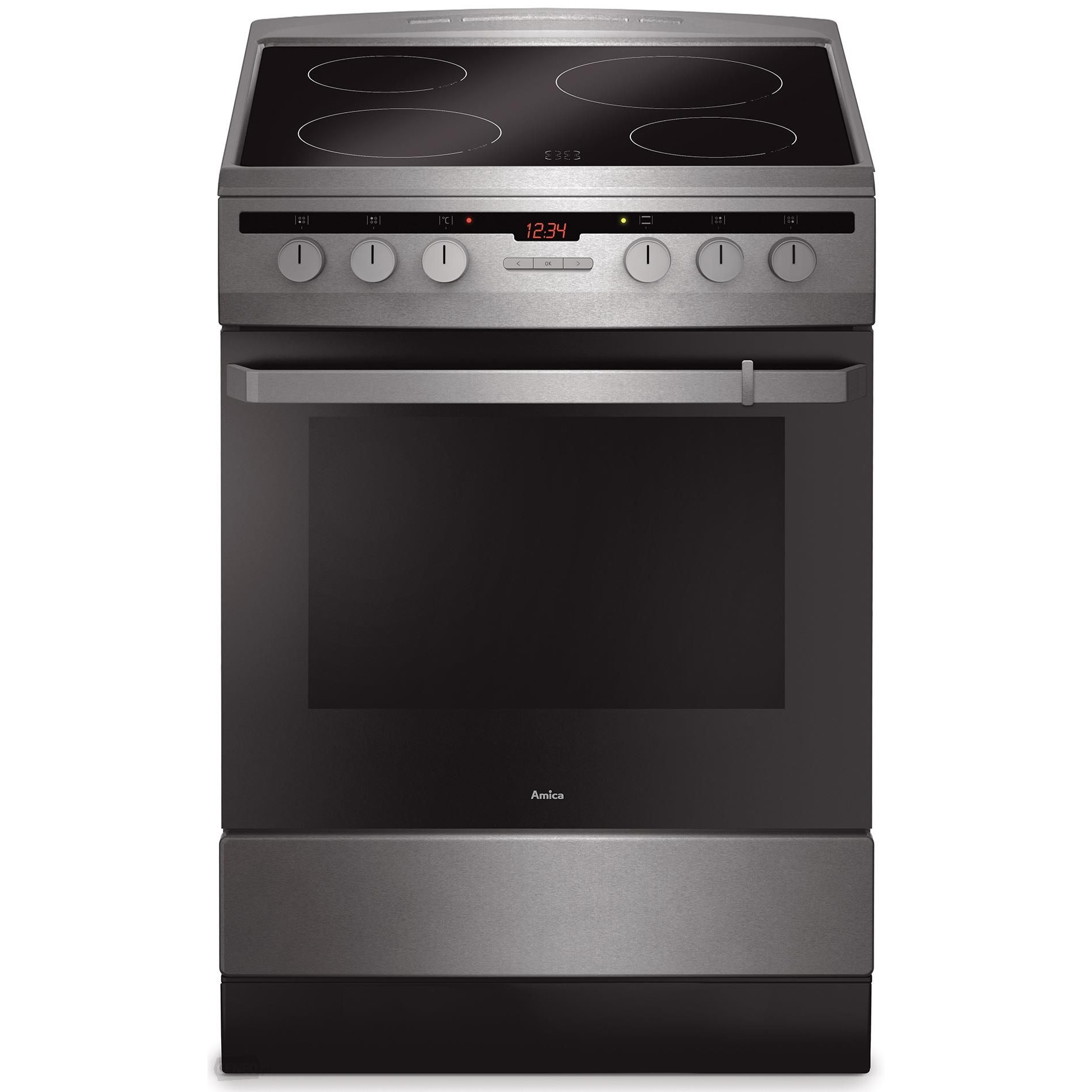 Amica 618CE3.333HTaQ(Xx) Aragaz ceramic, 62L, 4 zone de gatit, clasa energetica D, Inox