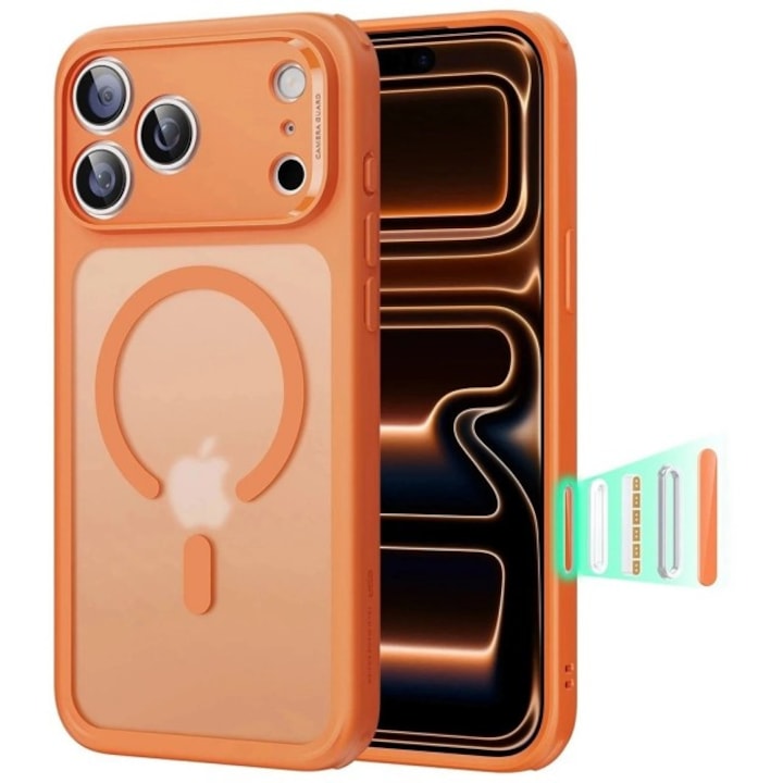 Husa ESR Classic HaloLock Compatibila Cu iPhone 17 Pro, Functie MagSafe, Protectie La Camera, Colturi Intarite, Frost Orange