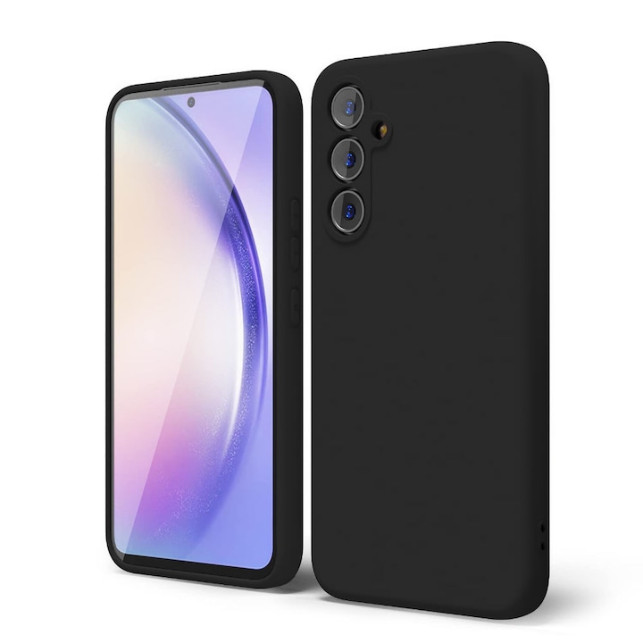 Husa CASEY STUDIOS™ compatibila cu Samsung Galaxy A54, Soft Silicone Premium, Microfibra in Interior, Negru, de Protectie, Ultra Slim, pentru Incarcare Wireless, Margini Ridicate pentru Protectia Ecranului si a Camerelor
