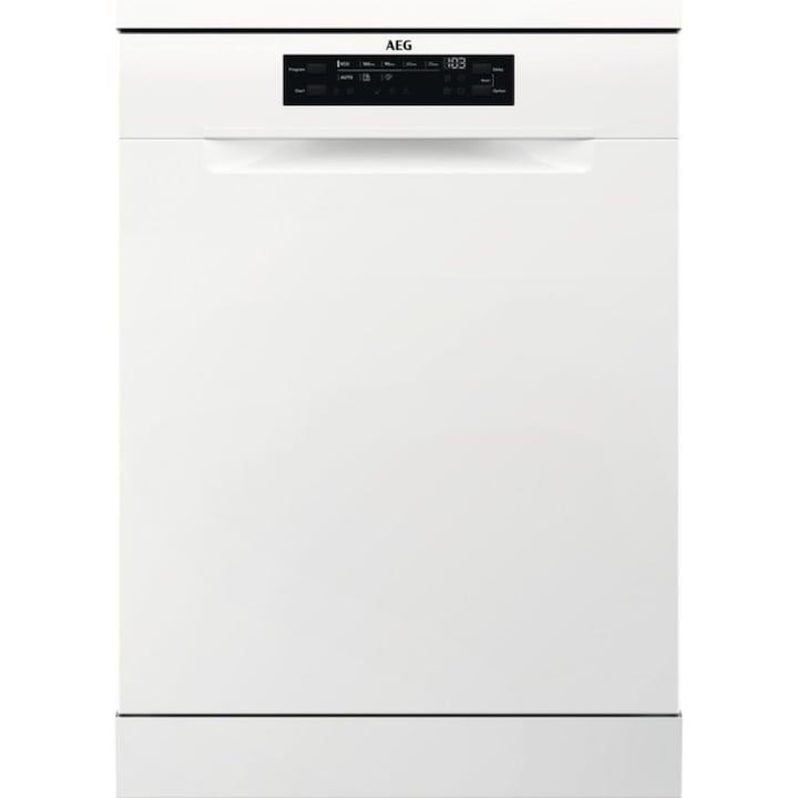 Masina de spalat vase AEG FFB52917ZW, 14 seturi, 8 programe, AirDry, MaxiFlex, Afisaj digital, Clasa E, Motor inverter, 60 cm, Alb