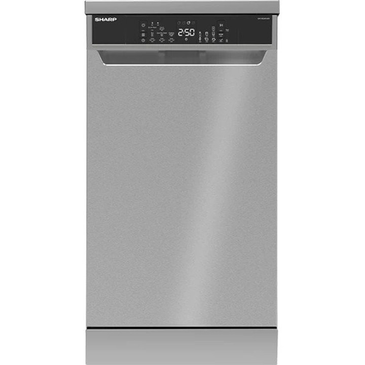 Masina de spalat vase SHARP QW-NS24F44DI-EU, 10 seturi, 8 programe, 45 cm, Clasa D, Inox