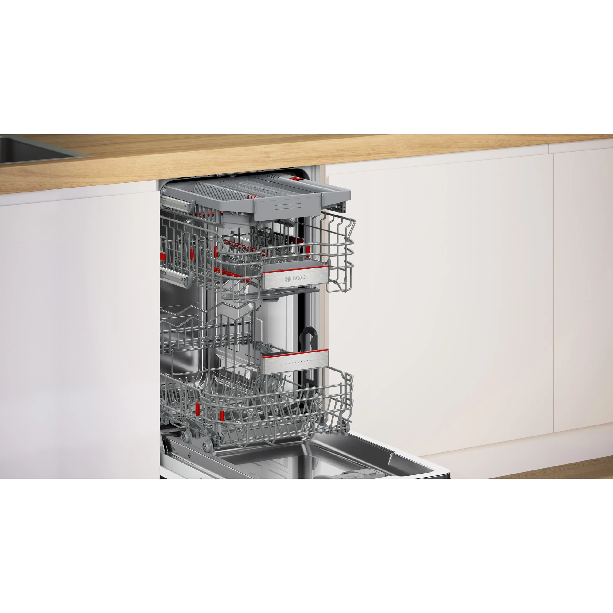 Masina de spalat vase partial incorporabila Bosch Serie 6 SPI6EMS21E, 45cm, 10 seturi, 6 programe, Otel periat