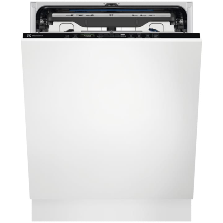 Masina de spalat vase incorporabila Electrolux KEMB9310L, 15 seturi, 8 programe, Clasa D, AirDry, QuickSelect, Usa slide, Motor inverter, Brat SatelliteClean, Afisaj digital, Indicator luminos pe podea, Start intarziat, 60 cm