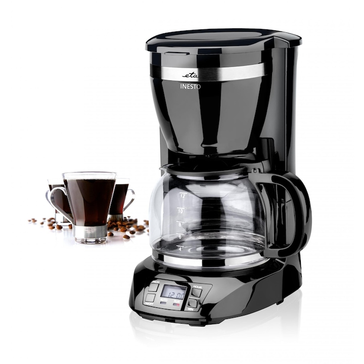 Cafetiera ETA Inesto 3174, 900 W, 1.5 L, afisaj digital, vas din sticla