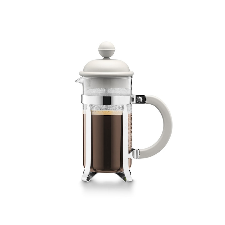 Cafetiera, Bodum by AleXer, 42FEB232147, 350 ml, 132x195x75 mm, Plastic, Otel, Alb, saculet voiaj inclus