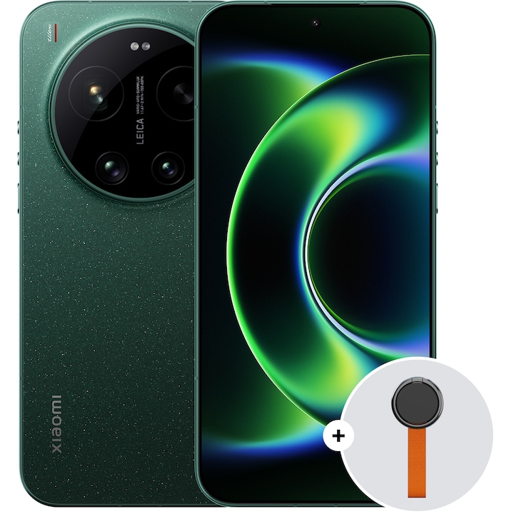Telefon mobil Xiaomi 17 Ultra, 5G, 16GB RAM, 512GB ROM, Verde + Woven Strap Ring Stand