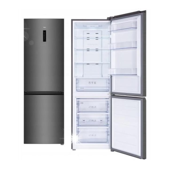 Frigider TCL, 318l, NoFrost, Dark Silver, 185x59,5x63cm