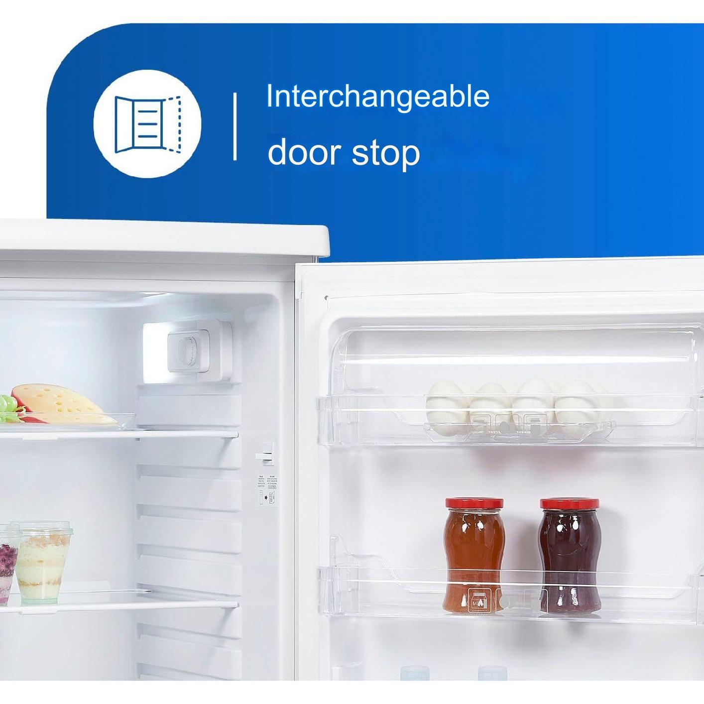 Frigider minibar Exquisit, H 85.5 cm, capacitate 127 litri, undercounter, usa reversibila, control temperatura, compartiment pentru legume/fructe, ideal pentru HoReCa/birou/rulota, iluminat interior LED, picioare ajustabile, alb