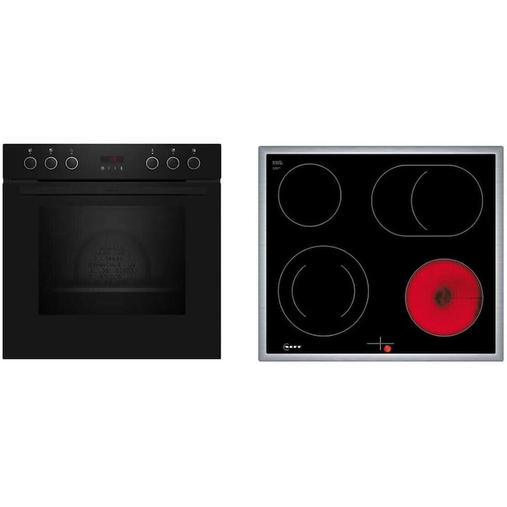 Set de aragaz pirolitic incorporat Neff E2CCG6AK0 + M16SRF0L0, 60cm, electric, 7 moduri de incalzire, vol. 71L