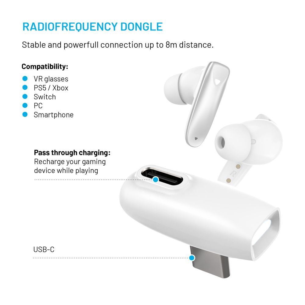 FIXPDS-G-WH, Autonomie 6 ore, Bluetooth 5.2, Alb