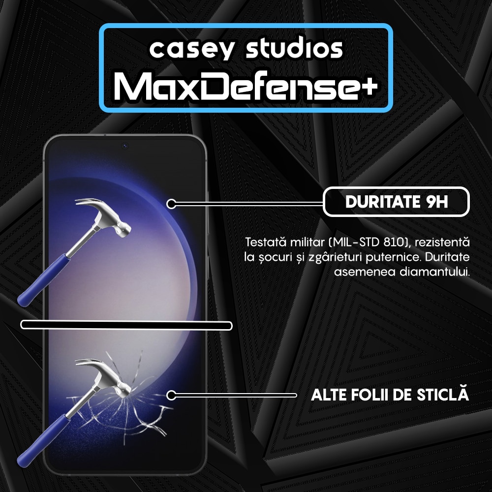 Folie Sticla compatibila cu Samsung Galaxy S23 Plus / S22 Plus 5G CASEY STUDIOS™ Full Screen 9H, Kit de Instalare Cadou, Full Cover 3D, Full Glue, Sticla Securizata