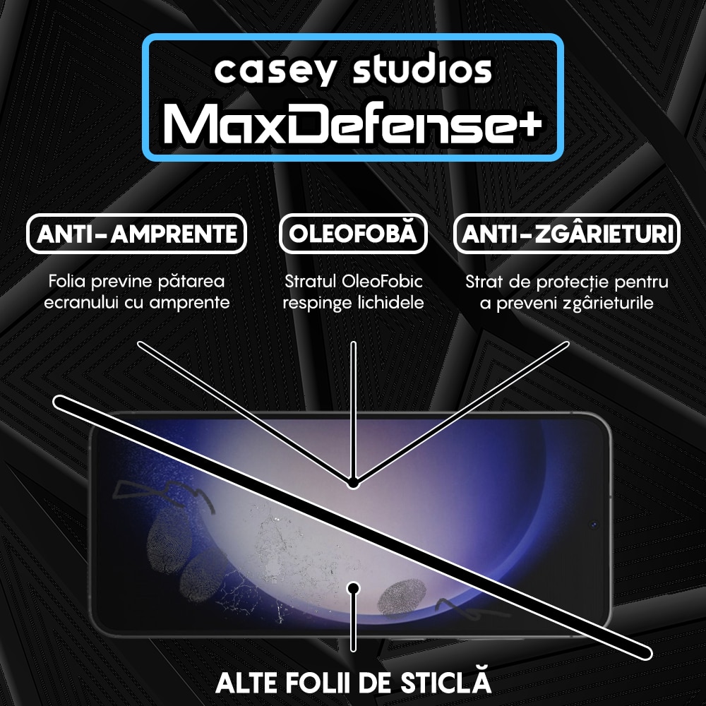 Folie Sticla compatibila cu Samsung Galaxy S23 Plus / S22 Plus 5G CASEY STUDIOS™ Full Screen 9H, Kit de Instalare Cadou, Full Cover 3D, Full Glue, Sticla Securizata
