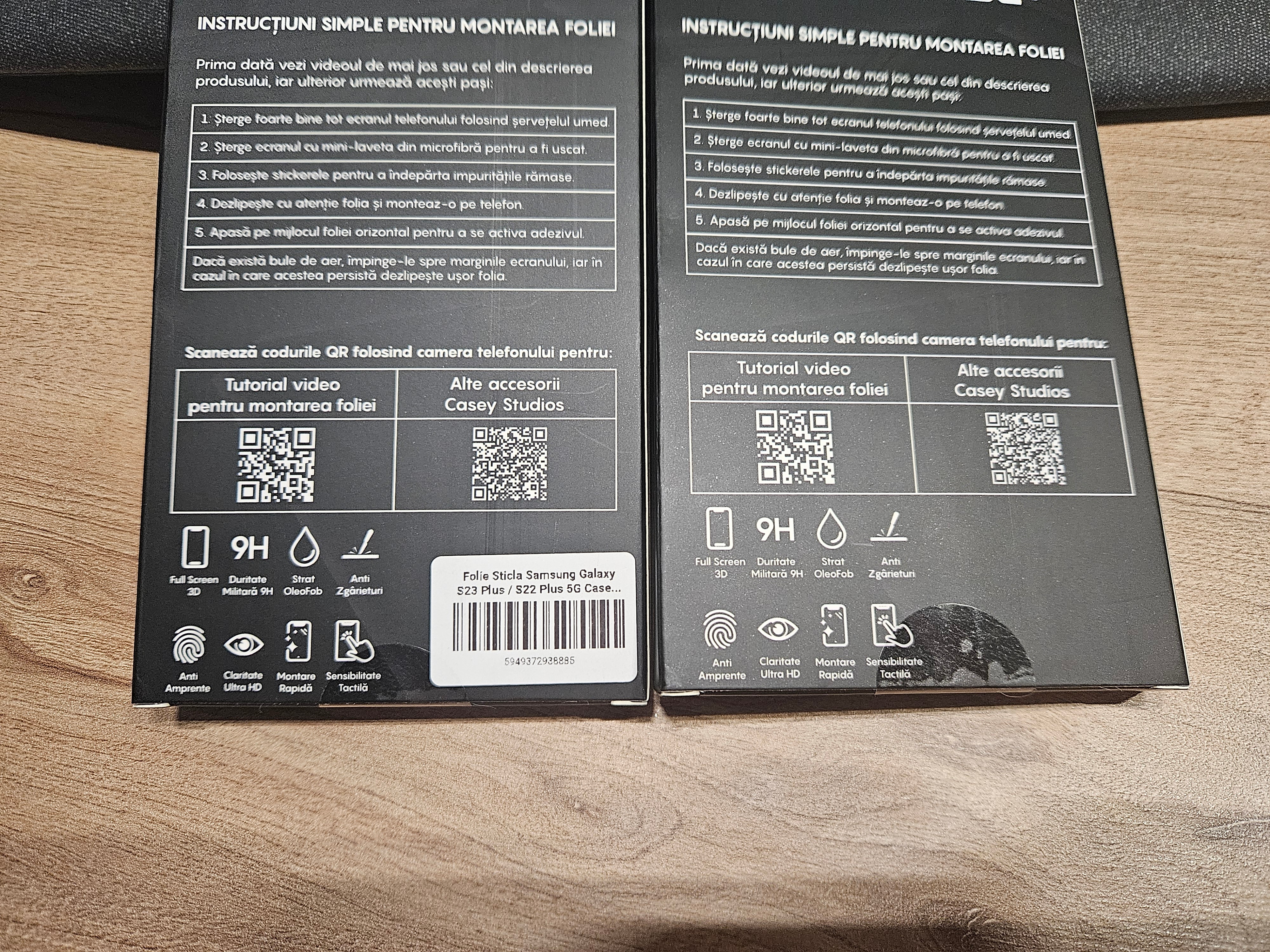 Folie Sticla compatibila cu Samsung Galaxy S23 Plus / S22 Plus 5G CASEY STUDIOS™ Full Screen 9H, Kit de Instalare Cadou, Full Cover 3D, Full Glue, Sticla Securizata