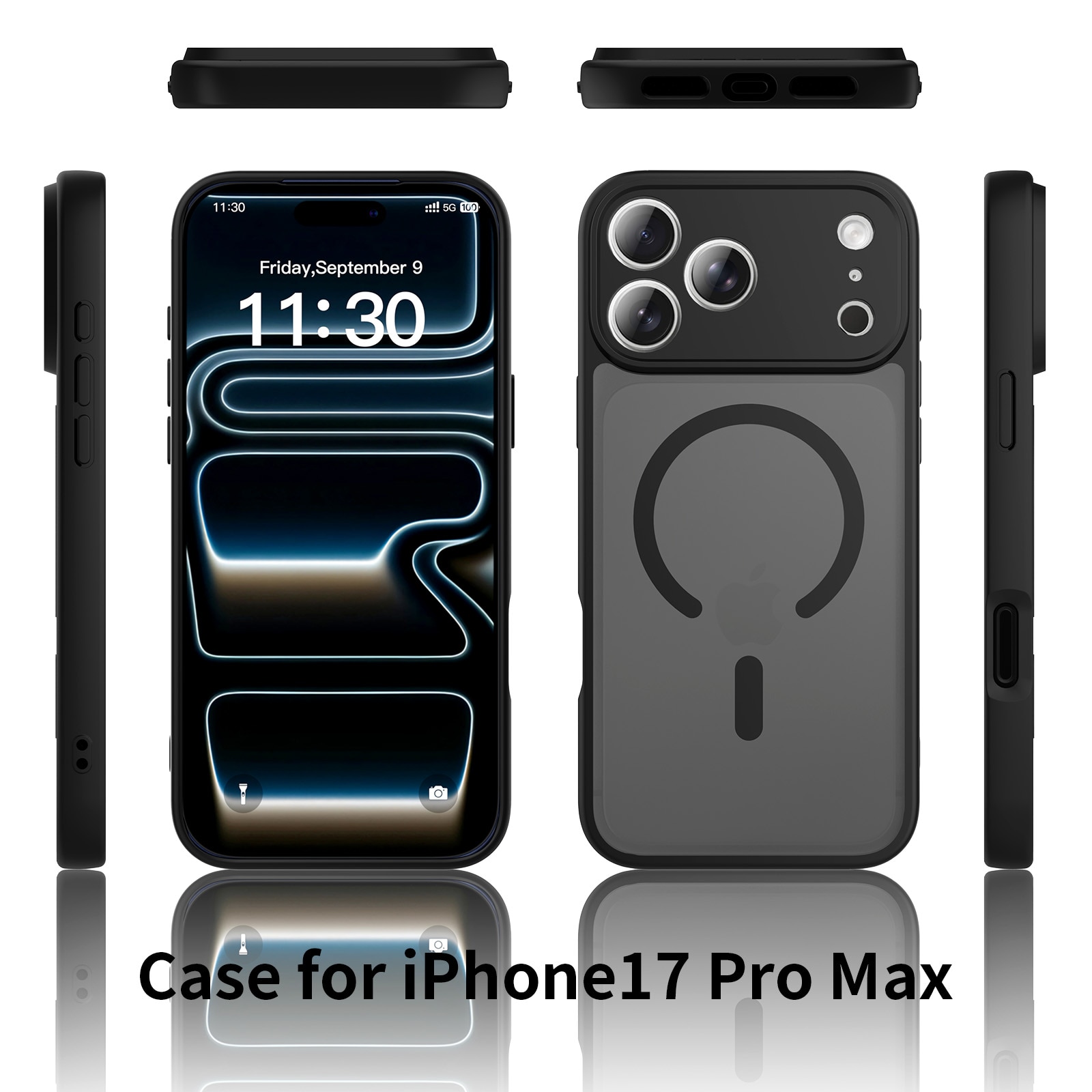 Husa de protectie pentru iPhone 17 Pro Max, Omelivon, MagSafe, Protectie completa, Anti-Soc, Decupaje Precise, Incarcare Wireless, Negru