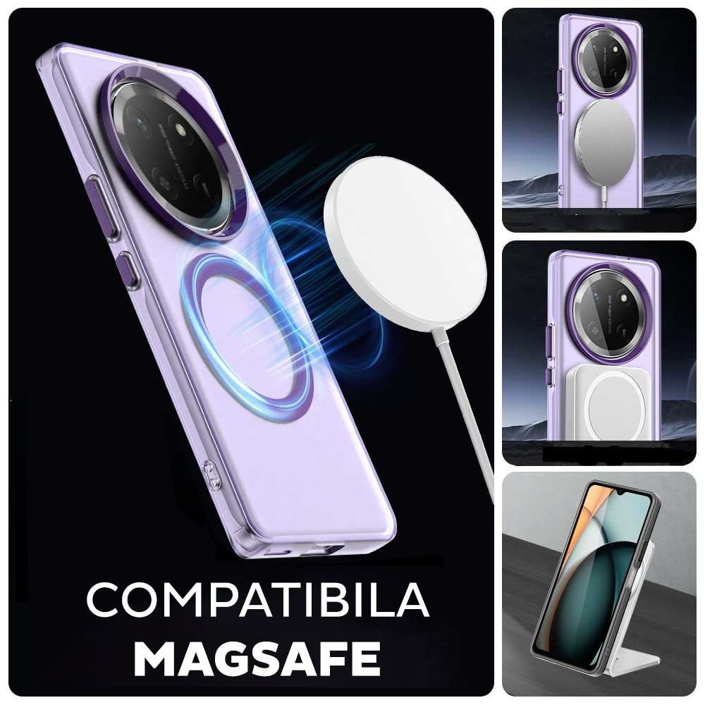 Husa pentru Honor Magic 7 Lite / X9c DaDen® CandyCase MagSafe, Antisoc, Incarcare wireless, Butoane protejate, Mov