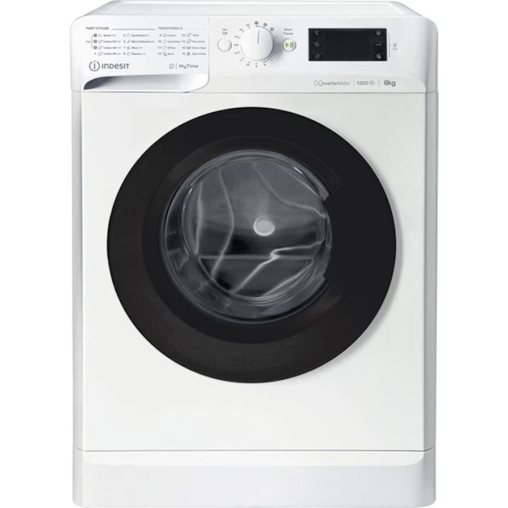Masina de spalat Slim rufe Indesit MTWSE 61294 WK EE, 6 kg, Clasa C, 1200 RPM, Alb