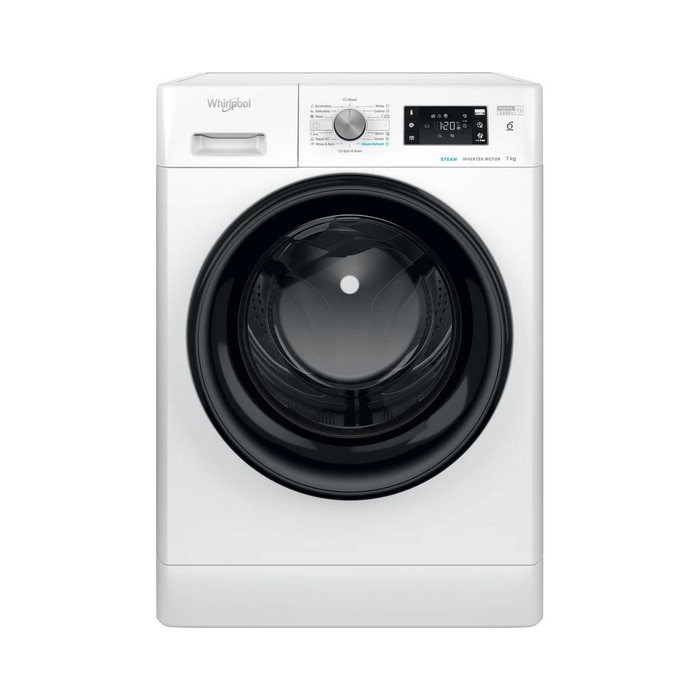 Masina de spalat rufe Whirlpool FreshCare+ FFB 7259 BV EE, 7 kg, 1200 rpm, Clasa B, Steam Refresh, Tehnologia al-6lea Simt, Motor Inverter, Alb/Negru