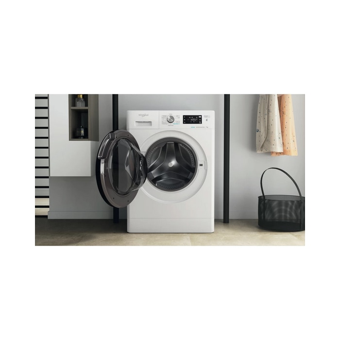 Masina de spalat rufe Whirlpool FreshCare+ FFB 7259 BV EE, 7 kg, 1200 rpm, Clasa B, Steam Refresh, Tehnologia al-6lea Simt, Motor Inverter, Alb/Negru