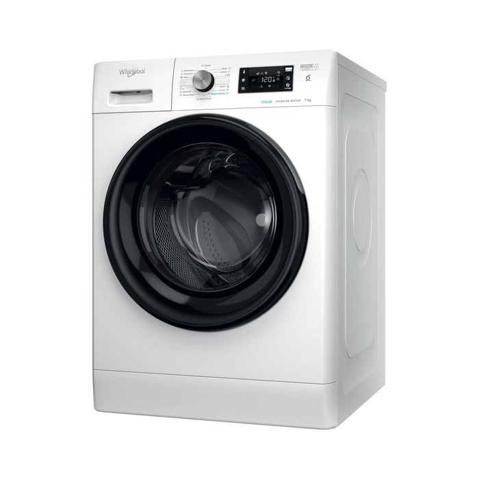 Masina de spalat rufe Whirlpool FreshCare+ FFB 7259 BV EE, 7 kg, 1200 rpm, Clasa B, Steam Refresh, Tehnologia al-6lea Simt, Motor Inverter, Alb/Negru