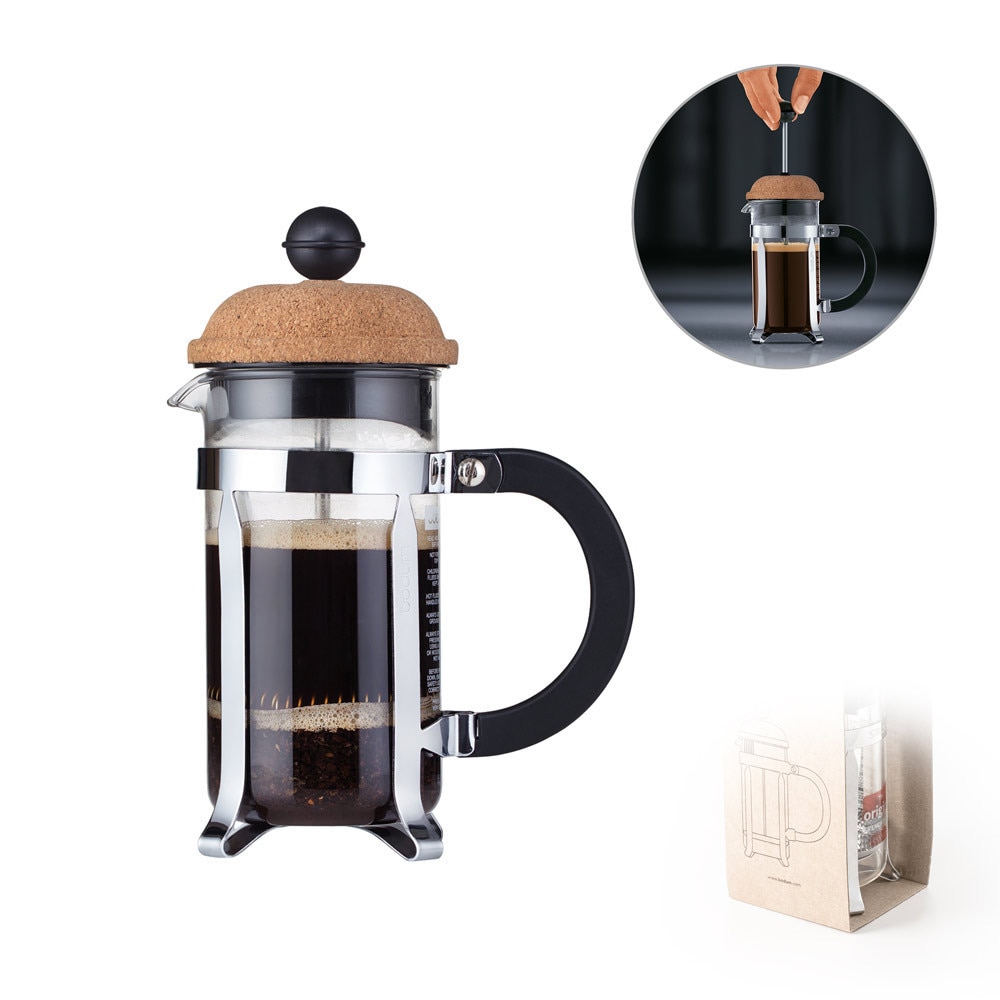 Cafetiera, Bodum by AleXer, 42FEB232162, 350 ml, 111x168x80 mm, Otel, Natur, saculet voiaj inclus
