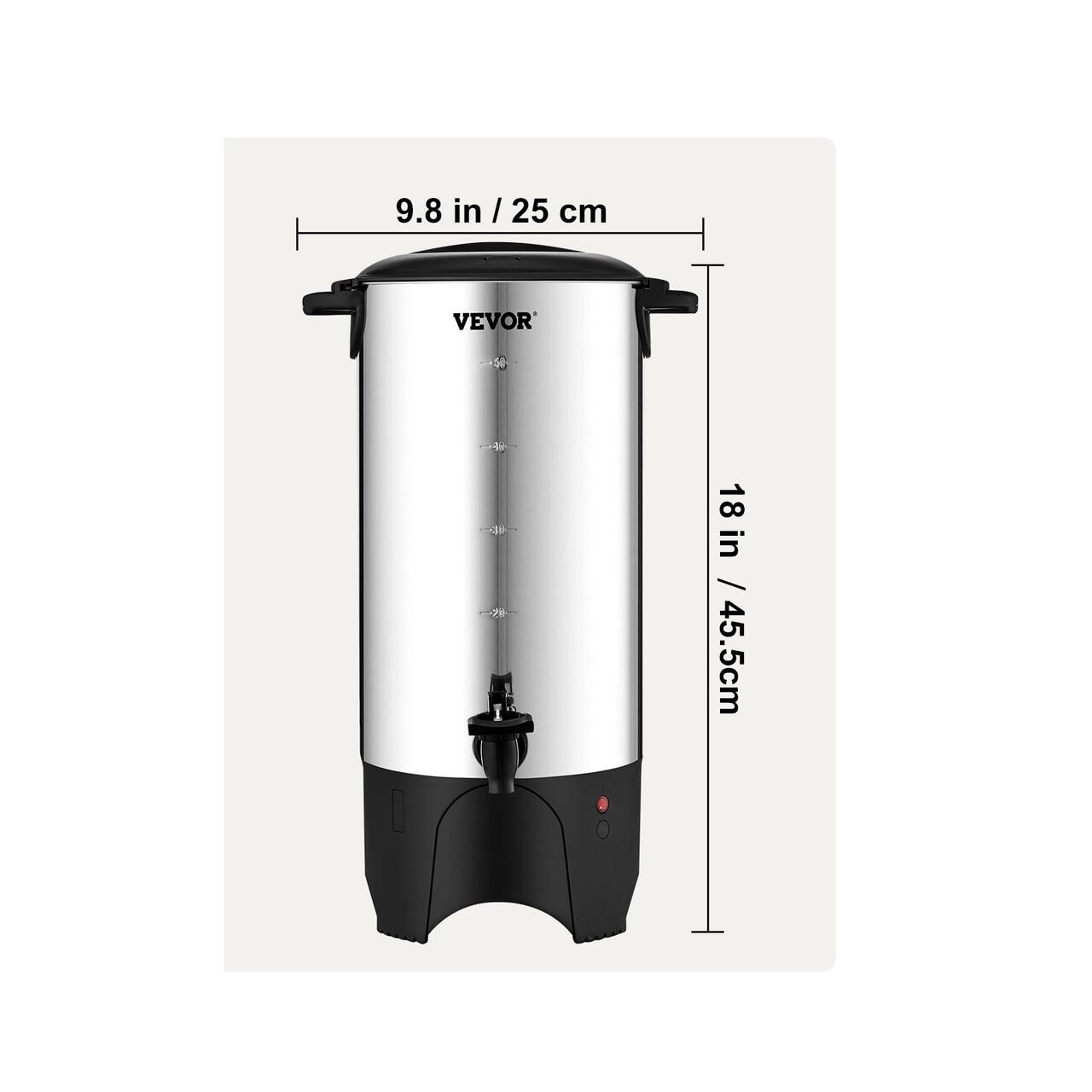 Cafetiera profesionala Vevor 7.4 l, 50 cesti, Inox, 1000 W