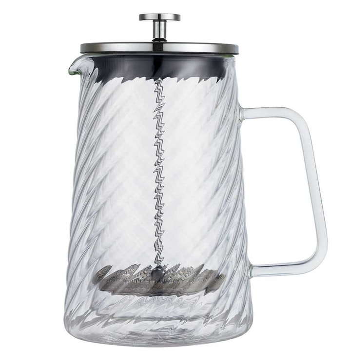 Cafetiere termica Klausberg, 1000ml, sticla borosilicata, inox, roz aurie, 13.8x21.8cm