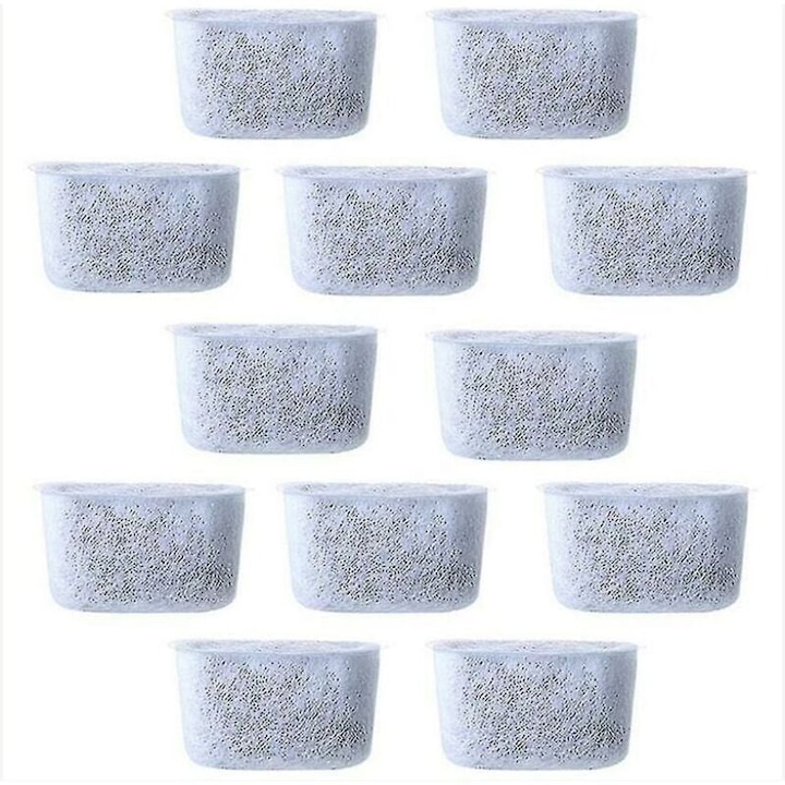Set 12 filtre de apa din carbon activ pentru cafetiere, 4.7x2.1x2.6cm