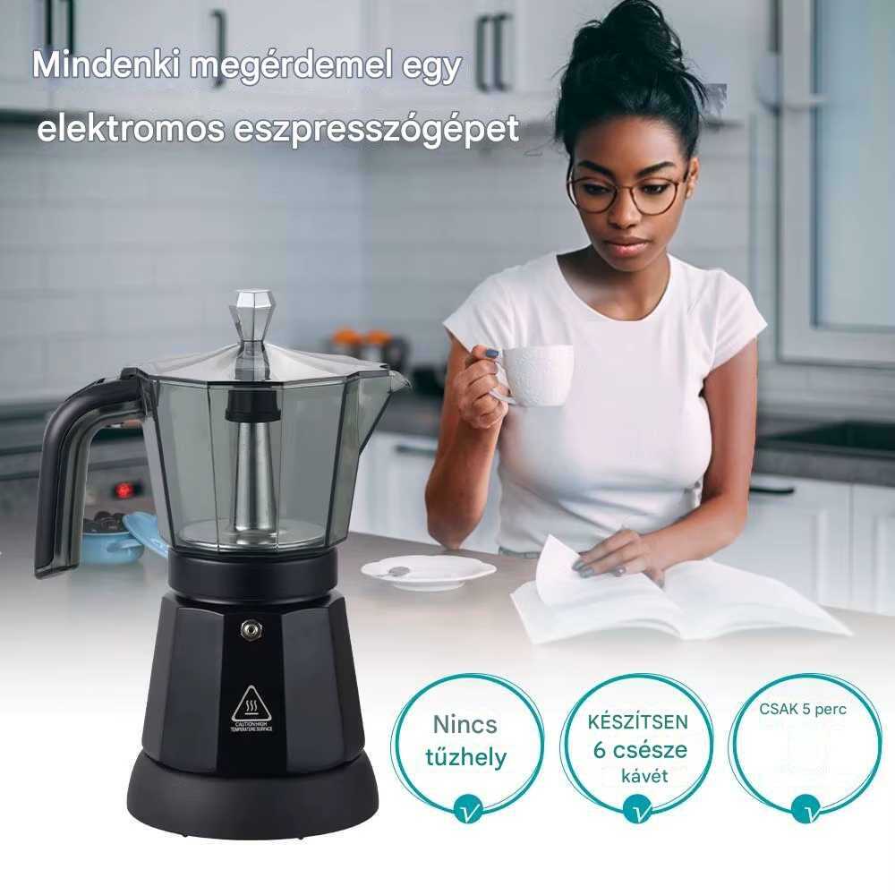 Cafetieră Electrică Moka, WINNING STAR ST-6802 6 Cești, cu Protecție la Fierbere Uscată