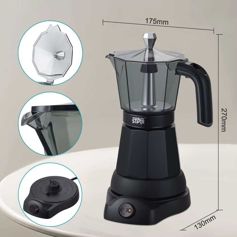 Cafetieră Electrică Moka, WINNING STAR ST-6802 6 Cești, cu Protecție la Fierbere Uscată