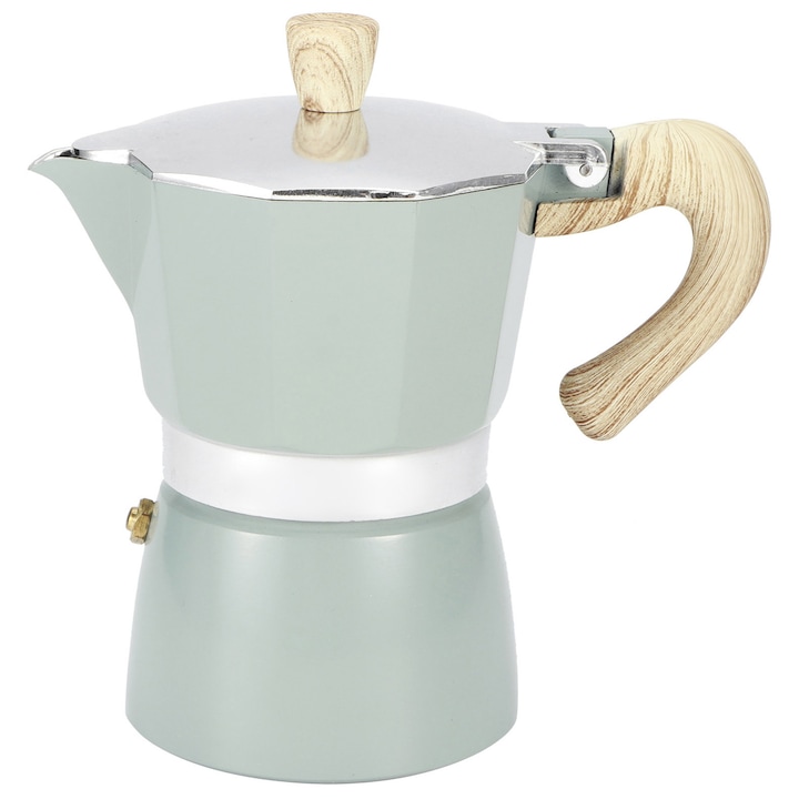 Cafetiere din aluminiu, capacitate 150ML/300ML, albastru lac, dimensiuni 15.5x16x10cm/17.5x19x10.5cm