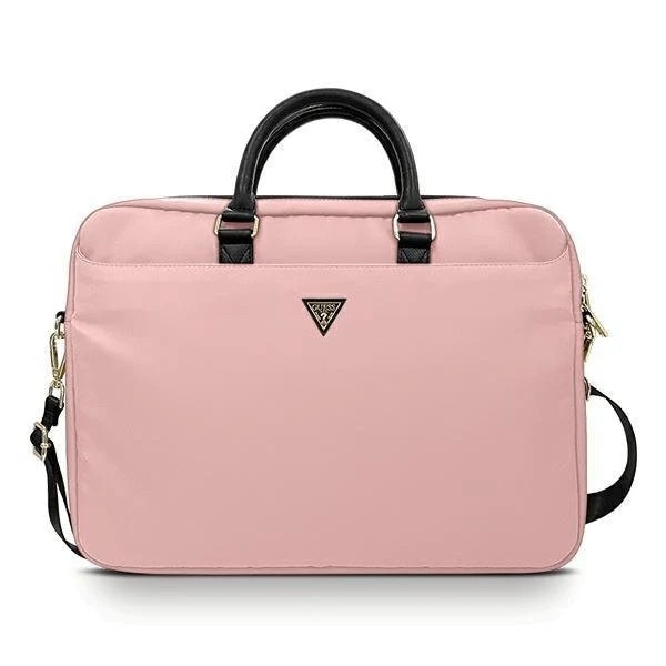 Geanta Guess Nylon Triangle Logo compatibila cu laptop 16 inch Pink