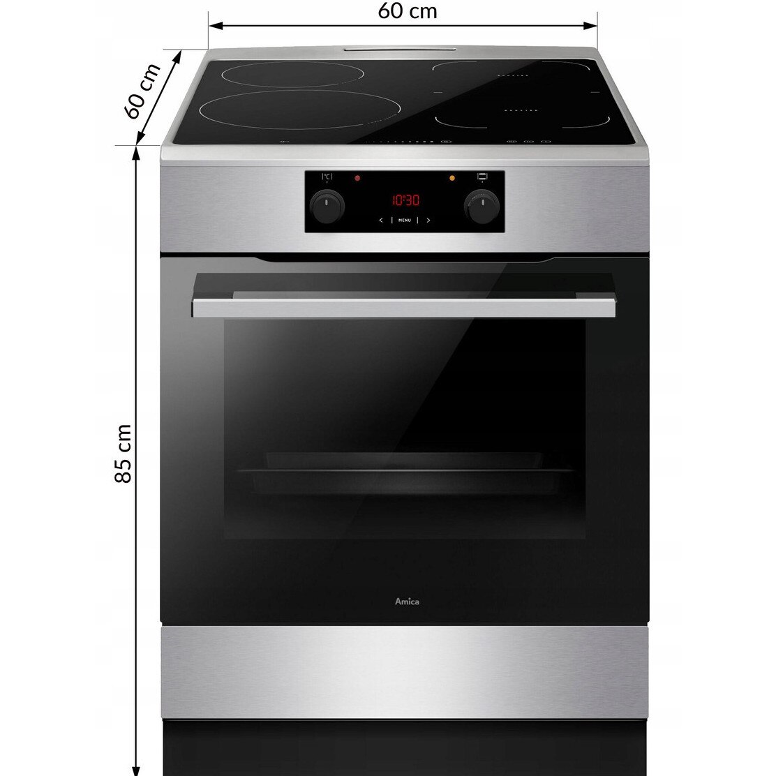 Aragaz, Amica, 4 zone gatit, inox, 60x60x85cm