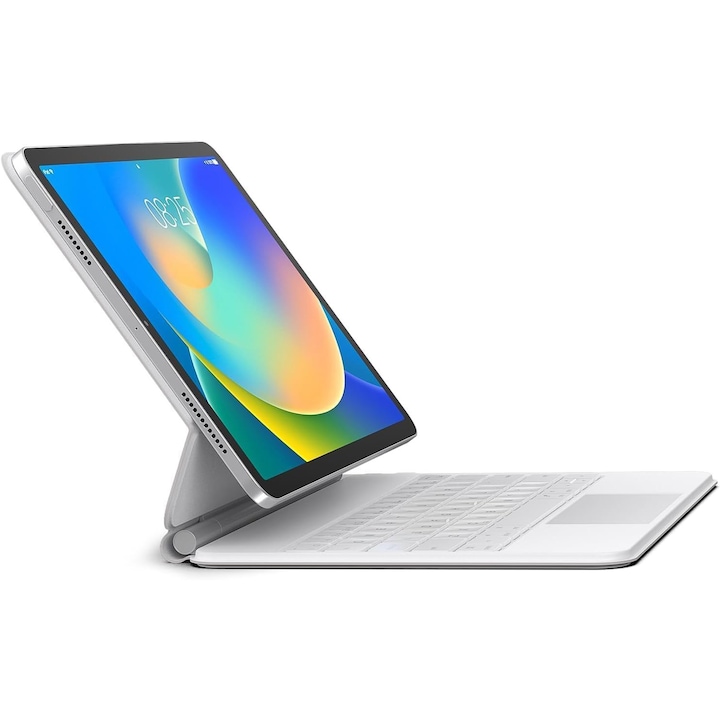 Husa cu tastatura wireless pentru tableta, compatibil cu iPad 11 (A16) 2025/10 2022, alb