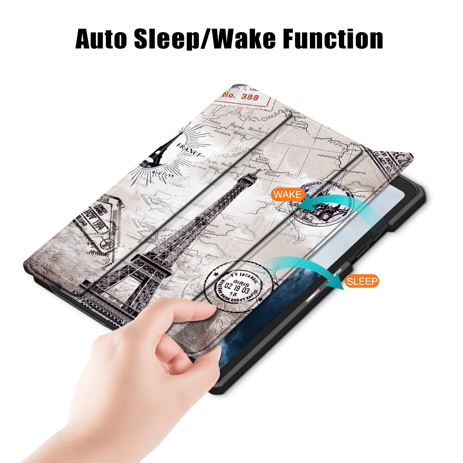 Husa de protectie premium Natty Pell, compatibila cu Samsung Galaxy Tab A7 2020 (SM-T500/SM-T505/SM-T507) - Turnul Eiffel