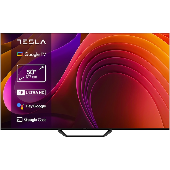 Televizor Tesla LED 50E655BUS, 127 cm, Smart Google TV, 4K Ultra HD, Clasa E