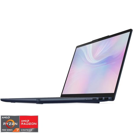 Laptop Lenovo IdeaPad Slim 5 14ARP10 cu procesor AMD Ryzen™ 7 7735HS pana la 4.75GHz, 14" WUXGA, OLED, 32GB DDR5 RAM, 1TB SSD, AMD Radeon™ 680M Graphics, No OS, Cosmic Blue