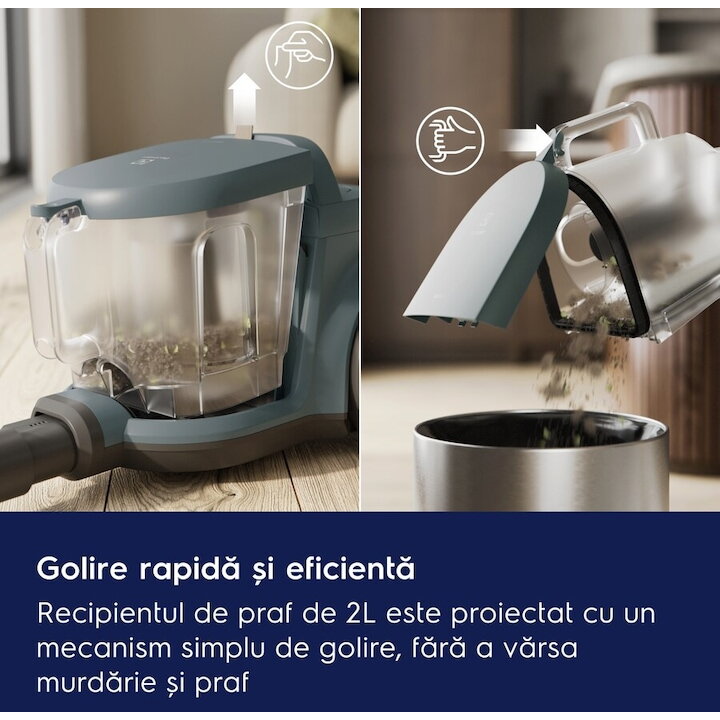 Aspirator fara sac Electrolux EL31C2OG 1000W, capacitate colectare 2 L, nivel de zgomot 78 dB, verde
